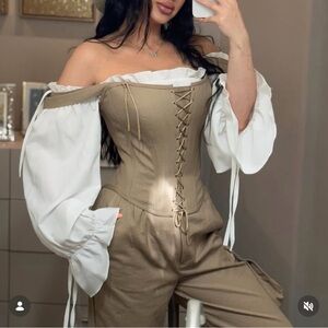 Handmade Corset Set | Custom Off Shoulder Top & High Waist Pants
